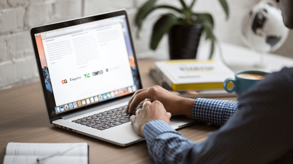 a man reading an email