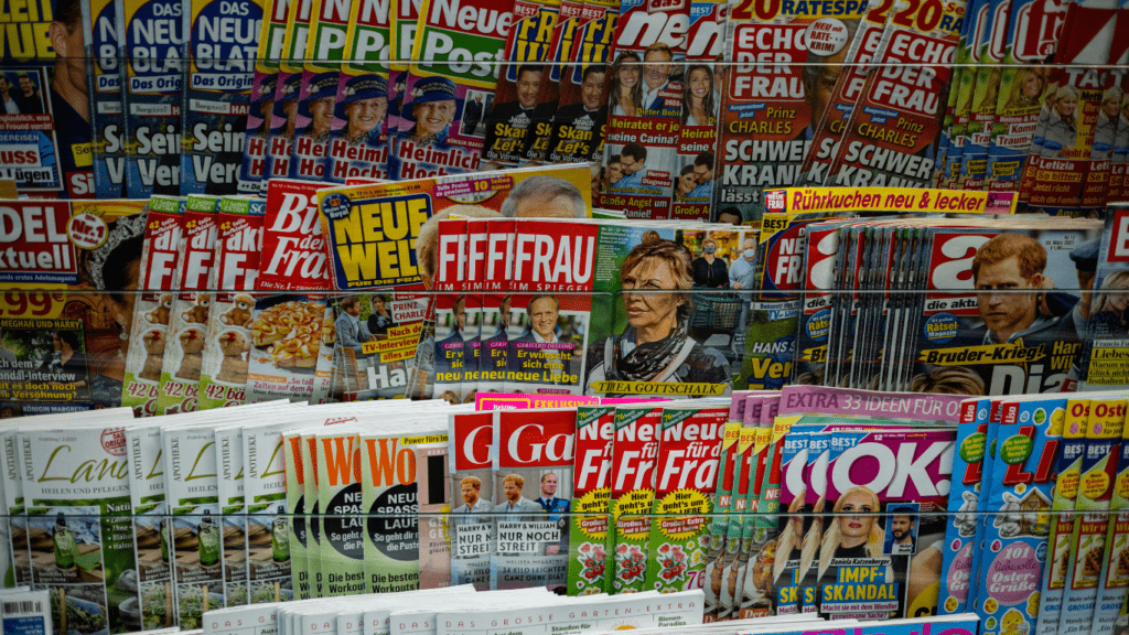 a pile of magazines