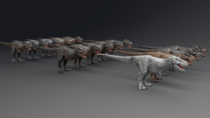 countless realistic dinosaur sculpture