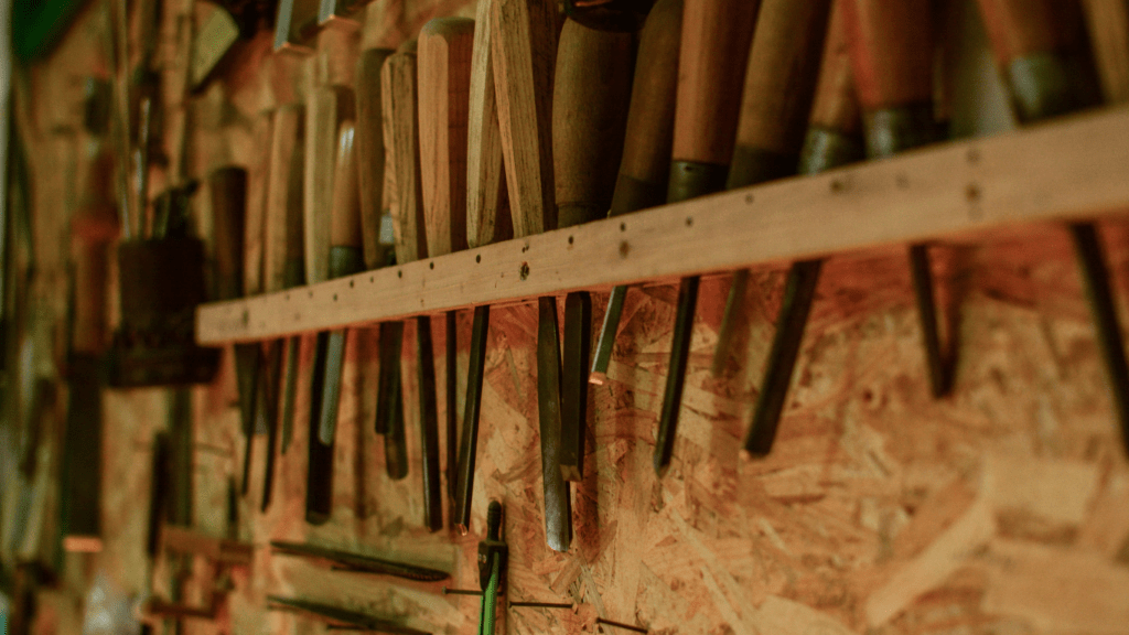 a line of wood carving tools