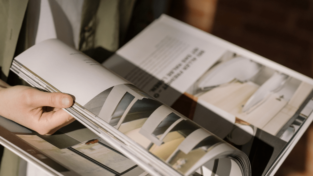 a woman reading a magazine